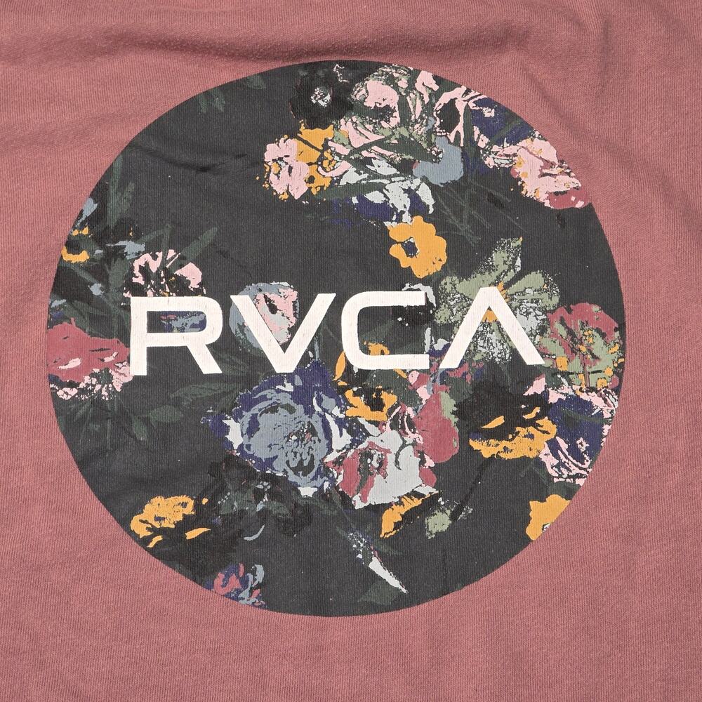 RVCA Pink Floral Design Pull Over Sweater Hoodie